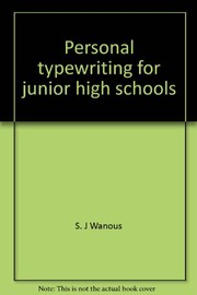 Front cover of Personal typewriting for junior high schools by S. J. Wanous