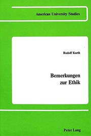 Front cover of Bemerkungen zur Ethik by Rudolf Kurth