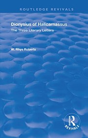 Cover of Three Literary Letters by Dionysius