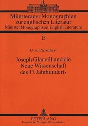 Front cover of Joseph Glanvill und die neue Wissenschaft des 17. Jahrhunderts by Uwe Pauschert