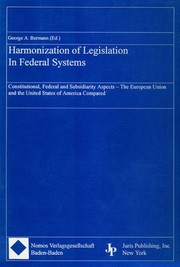 Front cover of Harmonization of legislation in federal systems by Ingolf Pernice