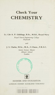 Front cover of Check your chemistry by A P Giddings