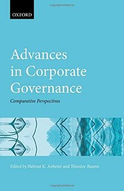 Front cover of Advances in Corporate Governance by Helmut K. Anheier