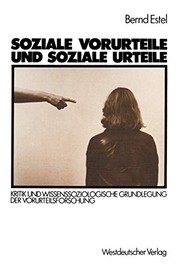 Front cover of Soziale Vorurteile und soziale Urteile by Bernd Estel