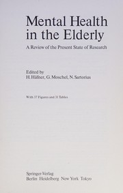 Front cover of Mental Health in the Elderly by H. Hafner