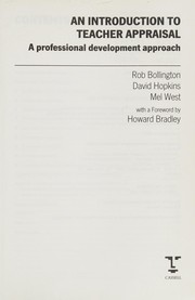 Front cover of An introduction to teacher appraisal by Rob Bollington