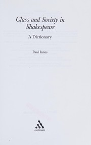 Front cover of Class and society in Shakespeare by Paul Innes
