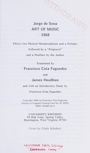 Cover of Art of music by Sena, Jorge de.