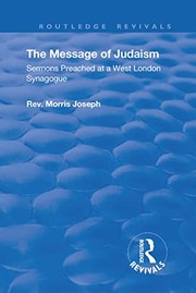 Front cover of Message of Judaism by Morris Joseph