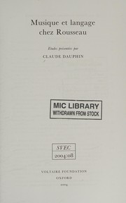 Front cover of Musique et langage chez Rousseau by Claude Dauphin