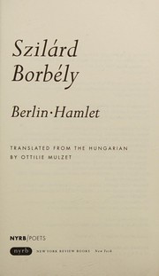 Cover of Berlin-Hamlet by Szilárd Borbély