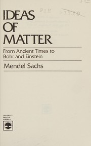 Front cover of Ideas of matter by Mendel Sachs