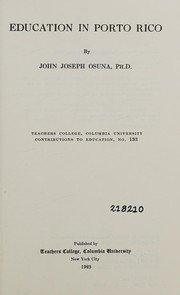 Front cover of Education in Porto Rico by Juan José Osuna