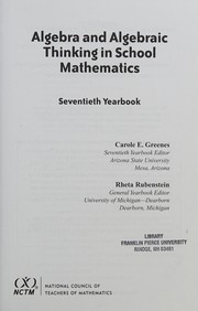 Front cover of Algebra and algebraic thinking in school mathematics by Carole E. Greenes