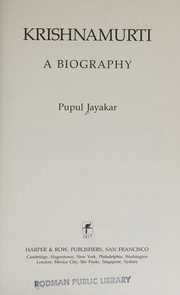 Cover of Krishnamurti by Pupul Jayakar