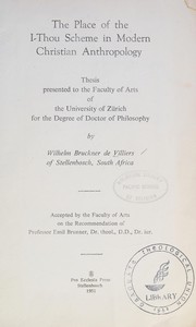 Front cover of The place of the I-Thou scheme in modern Christian anthropology by Wilhelm Bruckner De Villiers