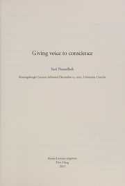 Cover of Giving voice to conscience (Koningsbergerlezingen) by Sari Nusseibeh