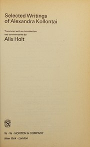 Cover of Selected writing of Alexandra Kollontai by Alexandra Kollontai