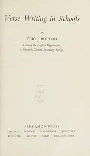 Front cover of Verse writing in schools by Eric J. Bolton