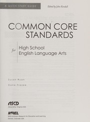 Front cover of Common core standards for high school English language arts by Susan Ryan