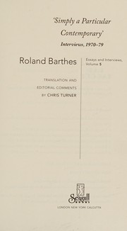 Cover of Simply a Particular Contemporary by Roland Barthes