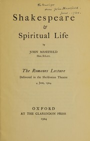 Front cover of Shakespeare & spiritual life by John Masefield