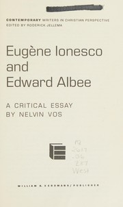 Front cover of Eugène Ionesco and Edward Albee by Nelvin Vos