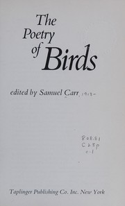 Front cover of The Poetry of birds by Samuel Carr
