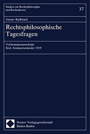 Cover of Rechtsphilosophische Tagesfragen by Gustav Radbruch