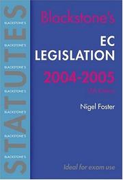Front cover of Blackstone's EC Legislation 2003/2004 by Nigel G. Foster