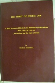 Cover of The spirit of Jewish law by George Horowitz