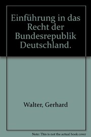 Cover of Einführung in das Recht der Bundesrepublik Deutschland by Fritz Baur