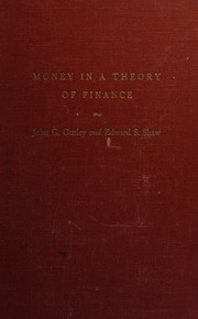 Front cover of Money in a theory of finance by John G. Gurley