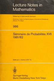 Front cover of Séminaire de probabilités XVII, 1981/82 by Séminaire de probabilités (17th 1981-82)