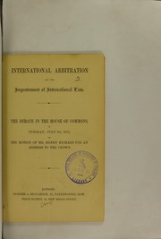 Front cover of International arbitration and the improvement of international law by Henry Richard