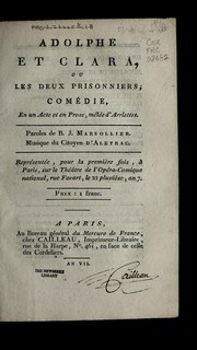 Front cover of Adolphe et Clara, ou, Les deux prisonniers by N. Dalayrac