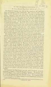Cover of On the Polynesian dialects by Bennett, George
