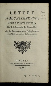 Front cover of Lettre a M. Talleyrand, ancien Eve que d'Autun by Talleyrand-Pe rigord, Charles Maurice de prince de Be ne vent