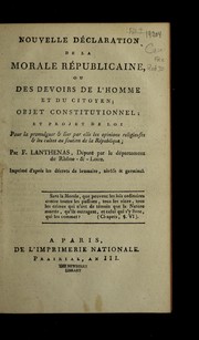 Cover of Nouvelle de claration de la morale re publicaine, ou, Des devoirs de l'homme et du citoyen by François Lanthenas