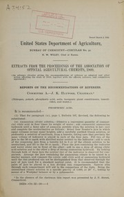 Front cover of Extracts from the proceedings of the association of Official Agricultural Chemists, 1909 by United States. Dept. of Agriculture