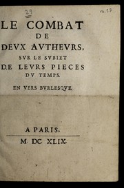 Front cover of Le Combat de devx authevrs, svr le svbiet de levrs pieces dv temps by Unknown