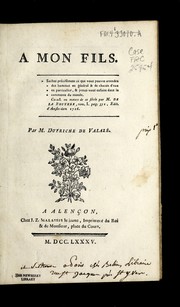 Front cover of A mon fils by Charles-Ele onor du Friche de Valaze 
