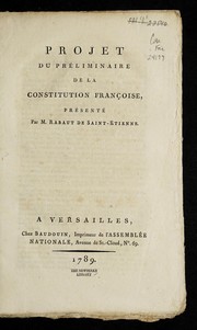 Front cover of Projet du pre liminaire de la constitution franc ʹoise by Jean-Paul Rabaut