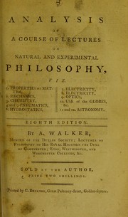 Cover of Analysis of a course of lectures on natural and experimental philosophy by Adam Walker