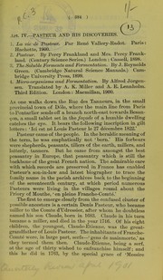 Front cover of Pasteur and his discoveries by Royal College of Surgeons of England