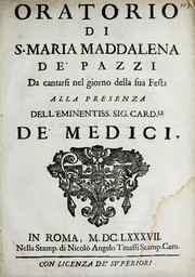 Cover of Oratorio di S. Maria Maddalena de' Pazzi by Benedetto Panfili