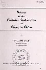 Front cover of Science in the Christian universities at Chengtu, China by William A. Band