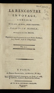 Front cover of La rencontre en voyage by Antonio Bartolomeo Bruni