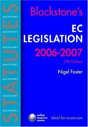 Front cover of Blackstone's EC Legislation 2006-2007 by Nigel Foster