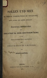 Front cover of Sollen und sein in ihrem Verha ltniss zu einander by Julius Kaftan